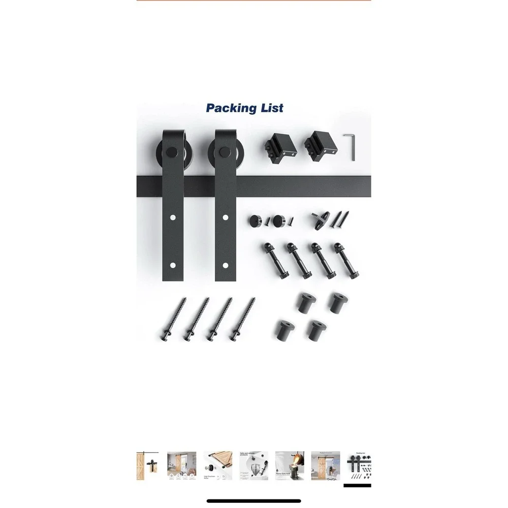 EaseLife Rustic Wood Barn Door Hardware Kit Sliding Track Set‎ Black 5.3' Quiet